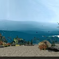 Stunning Underwater Ocean Scenery With Colorful Corals Swimming Fish Sandy Seabed And Bright Sunlight
