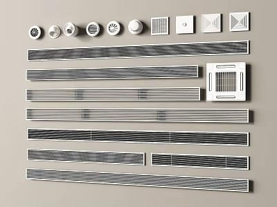Air Conditioner Vents in Various Shapes and Modern Designs for Home Interior Decoration 3d model
