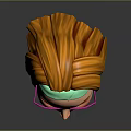 3D Game Movie Character With Orange Long Hair Green Headband Pink Glasses And Yellow Top