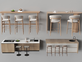 Western Kitchen Bar Nakajima Dining Table and Chair Dining Island Table 3d model