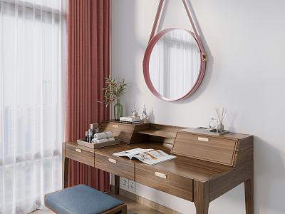 Nordic Dressing Table Simple Solid Wood Dressing Table model