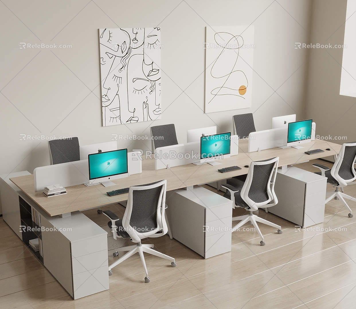 Office Desk and Chair Staff Desk Public Office Desk and Chair Public Office Area 3d model