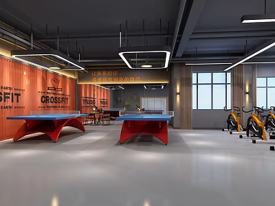 Industrial wind gym table tennis room 3d model