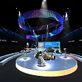 Fashion Week Stage Show With Circular Lighting And Models Displaying Outfits