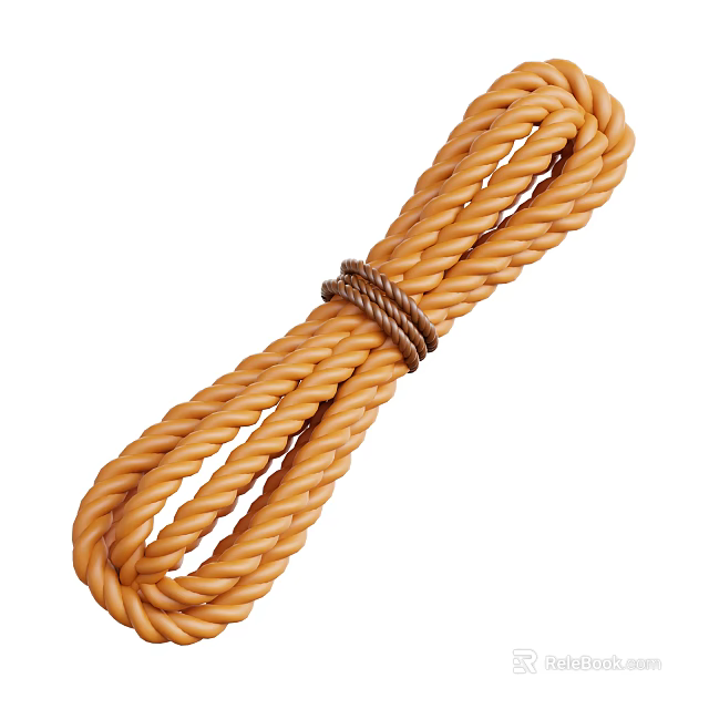 Braided Orange Rope Decorative Ornament Set Tied With Brown Cord 3d model 