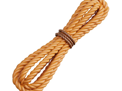 Braided Orange Rope Decorative Ornament Set Tied With Brown Cord 3d model
