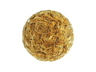 Golden Spherical Decorative Ornament Made Of Intricate Leaf Like Structure 3d model