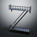 Modern Z Shaped Staircase Furniture With Metal Railings And Platforms Design