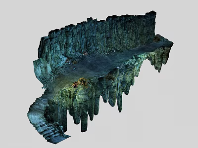 Scenic Floating Rock Landscape With Mossy Cliffs And Stone Steps 3d model