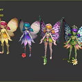 Game Movie Fairy Characters With Colorful Butterfly Wings And Flower Themed Outfits