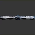 Ornate Crystal Battle Axe With Blue Purple Design And Icy Edge Weapon