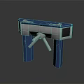 Blue Double Wing Metal Turnstile With Green Arrow Indicator And Pedestrian Access Control