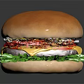 Delicious Hamburger With Golden Bun Fresh Lettuce Tomato Slices And Melted Cheese