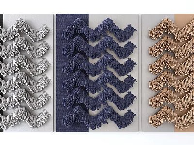 Modern Woven Wall Decor With Zigzag Patterns In Gray Navy And Brown Tones 3d model