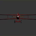 Red Vintage Biplane Model With Double Wings White Emblems And Wooden Propeller