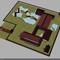 Traditional Architectural Layout With Red Roofs Green Lawns And Water Features