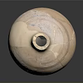 Ancient Terracotta Pottery Sculpture With Cracked Surface And Traditional Carved Patterns