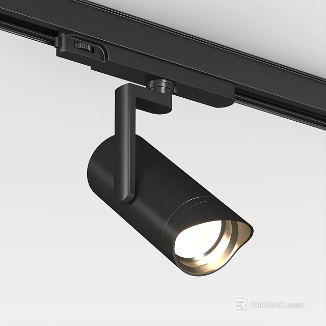 Modern Black Track Mounted Spotlight For Indoor Ceiling Lighting With Bright Glow 3d model 