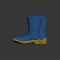 Stylish Blue Waterproof Rain Boots With Yellow Rubber Soles For Daily Wear