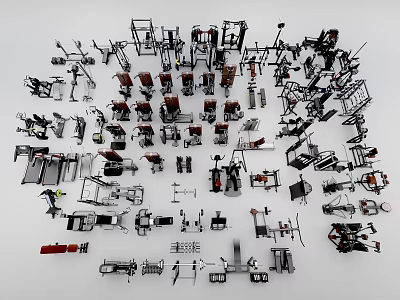 Diverse Collection of Sports Equipment Featuring Fitness Machines and Training Gear 3d model