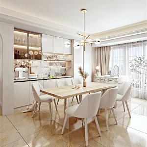 Light Luxury Restaurant Home Restaurant 3d model