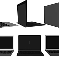 Multiple Laptop Computers Showcasing Various Designs Open And Closed States From Different Angles 3d model