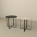 Modern Round Side Tables With Black And Light Colored Tops And Metal Frames 3d model