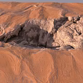 Artistic Garden Landscape Design With Red Terrain Gullies And Rocky Textures