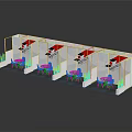 Modern Tea House Layout With Transparent Booths White Tables And Red Signage