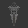 Detailed White Star Destroyer Model With Blue Lights And Futuristic Design