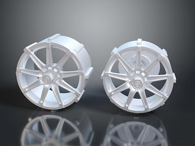 White Car Tires With Stylish Wheel Rims And Modern Design Displayed In Pair 3d model