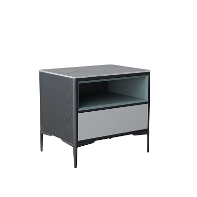 Modern Bedside Table With Drawer Open Shelf And Metal Legs Design 3d model