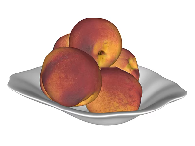 Healthy Juicy Fresh Ripe Peaches Arranged on a White Decorative Plate 3d model