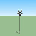 Outdoor Street Light With Multiple Heads And Black Pole For Garden And Yard