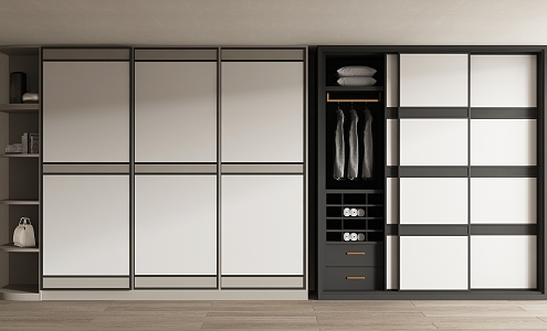 modern wardrobe sliding door wardrobe 3d model