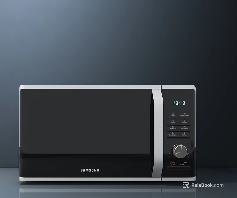 Samsung Black Microwave Oven With Digital Display And Control Panel As Modern Kitchen Appliance 3d model 