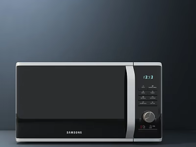 Samsung Black Microwave Oven With Digital Display And Control Panel As Modern Kitchen Appliance 3d model