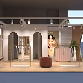 Elegant Modern Clothing Store Interior With Gold Decor Display Racks And Mannequins