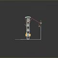 Mechanical Structure Model with Colored Pipelines Metal Frame and Components on White Base