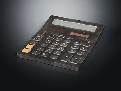 Black Desktop Electronic Calculator With Digital Display And Tactile Keypad Buttons 3d model