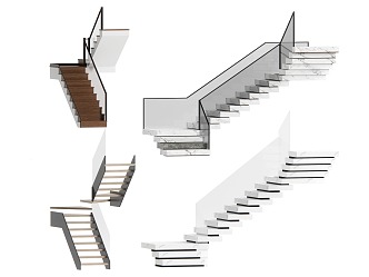 modern corner stair handrail stair 3d model