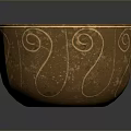 Decorative Copper Bowl With Spiral Patterns And Antique Finish For Home Decor