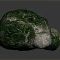 Natural Green and Gray Stones with Rough Textured Surfaces in Original Form