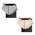 Modern Wall Lamp With White Marble Shade And Black Metal Geometric Frame Design