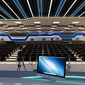 School Broadcasting Studio Featuring Green Screen Blue Display Cameras Lighting And Seating 3d model