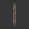 Vintage Warship Model With Gray Upper Hull Orange Bottom Mast And Chimney