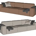 Modern Three Seater Sofa With Soft Pillows And Cozy Blankets 3d model