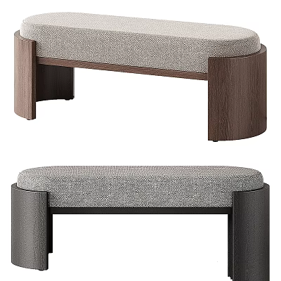 Minimalist Modern Upholstered Sofa Bench With Wooden Legs And Comfortable Seat 3d model