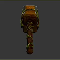 Enchanted Hammer with Wooden Handle Green Rope Carved Patterns And Glowing Gem