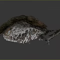 Natural Rock Formation With Green And Brown Vegetation And Snowy Base Structure